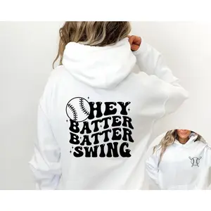 Hey Batter Batter Swing Sweatshirt, Baseball Game Gift Hoodie For Baseball Lover Birthday Gift, Retro Baseball Game, Baseball Mom Hoodie