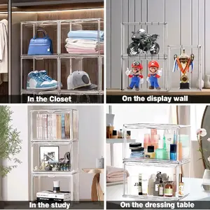 Large Clear Acrylic Display Case w/magnetic door - Horizontal or Vertical (one case)