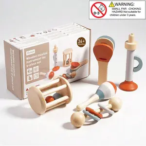 Musical Instruments for Toddler, 5 Pack Montessori Sensory Percussion Instruments Set, Wooden Baby Musical Instruments, Preschool Fine Motor Skills Development,Birthday Gift for Toddler