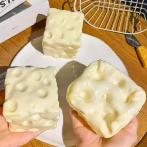 Taba soft cheese cube stress relief ball, moldable squeeze ball, non-rebound sensory stress relief toy, suitable for children and adults, a gift for relaxing the body and mind