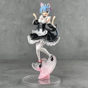 Rem Re:Zero Starting Life in Another World Figure Maid Cat Ears Scene Boxed Anime Statue Collectible Gift