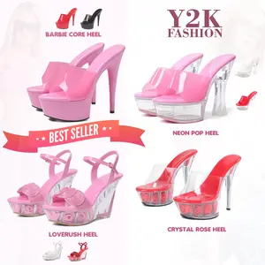 CELNEPHO Womens Y2K Heeled Sandals Open Toe Stiletto Heel Pumps For Women High Heels Slip on Sandals Jennifers Body Heel for Wedding Party Dress Sandals