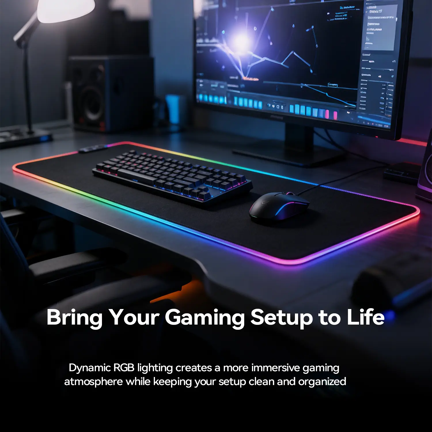 XXL RGB Gaming Mouse Pad with LED Lights, 31.5×11.8 inch Extended Desk Mat, Smooth Glide Surface, Anti-Slip Base for Keyboard & Mouse, Gaming Setup Must-Have