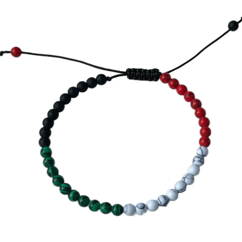 Palestinian Flag Beaded Bracelet - Support Palestine Strand For Men And Women Colored Beads Stretchy Free Accessories Modern Design