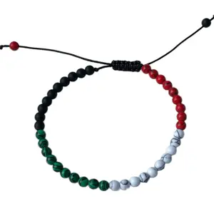 Palestinian Flag Beaded Bracelet - Support Palestine Strand For Men And Women Colored Beads Stretchy Free Accessories Modern Design