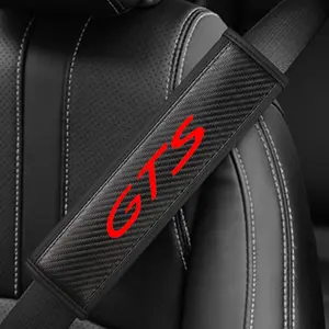 Porsche Gts Cayenne Cayman Panamera Macan 911 718 928 901 Seat Belt Shoulder Cover, Car Interior Accessory, PU Leather & Carbon Fiber Stripe, Enhance Driving Comfort