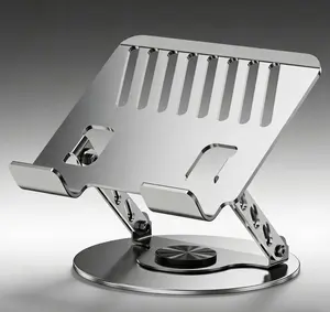 360° Rotating Foldable Aluminum Laptop Stand, 2-in-1 Multifunctional Hub Stand for Gaming Laptop & Mobile Phone, Gray