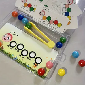 Wooden Caterpillar Bead Puzzle Set, Montessori Educational Toy, Color Matching & Fine Motor Skills Development, Ideal Gift for Kids, Shape Recognition Puzzles