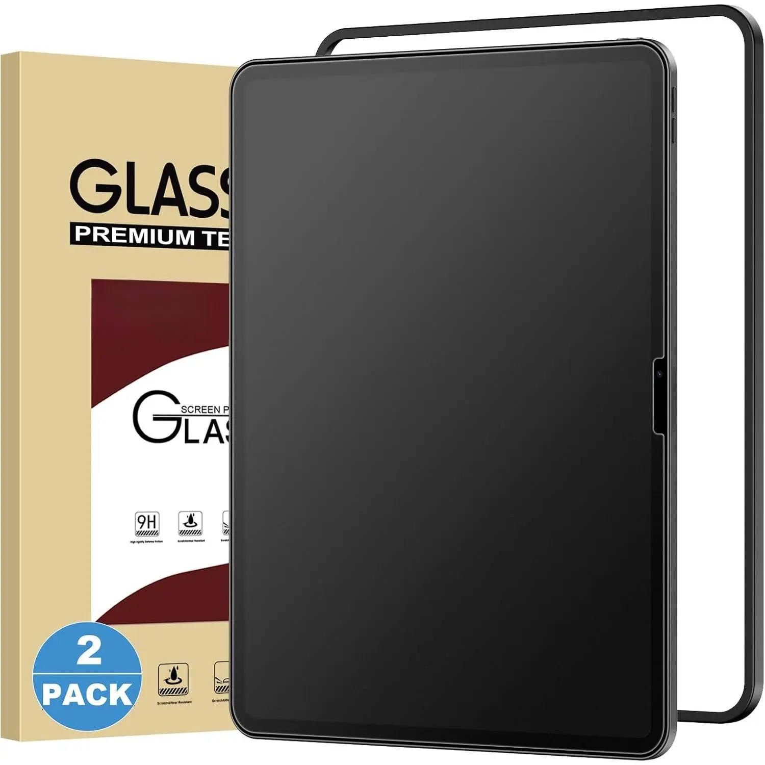 2 Pack for iPad Air 11 Inch M3/M2 (2025/2024,7th/6th Generation) Matte Glass Screen Protector (Not ) Anti Glare Anti Fingerprint Tempered Glass with Alignment Frame,  Pencil Support