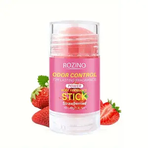 ROZINO Power Body Fragrance Stick - 72 Hour Odor Control Deodorant for Women & Men, Aluminum-Free, Strawberries Scent, 40g