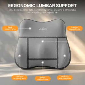 Ergonomic Memory Foam Lumbar Support Pillow for Office Chair & Car Seat, Lower Back Pain Relief Cushion for Long Sitting, Posture Corrector Back Support, Perfect Gift for Family & Friends