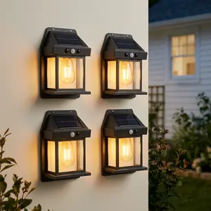 Mother's Day Gift Idea for Mom – 4 Pack Solar Outdoor Wall Lights with Motion Sensor, Waterproof IP65 Garden Security Lighting, 3 Modes Auto Dusk to Dawn, Wireless Decorative Lamp for Patio, Villa, Pathway,#summervibes