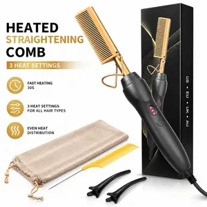 Hot Comb Hair Straightener for a Flawless Silk Press, Adjustable Temperature Salon Styler for Wigs & Natural Curly Textures
