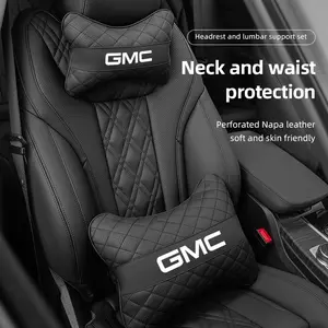 Car Seat Neck Pillow Headrest Lumbar Waist Support Cushion For GMC Terrain Sierra Canyon Yukon Acadia Savana Denali AT4 Granite Car Accessories