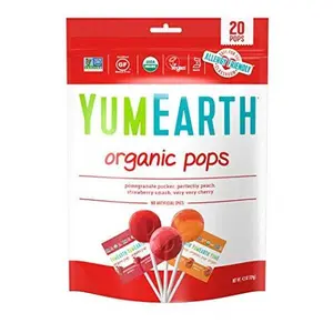 YumEarth Organic Lollipops, Assorted Flavors, 4.3 Ounce, 20 Lollipops - Allergy Friendly, Non GMO, Gluten Free, Vegan, (Packaging May Vary)