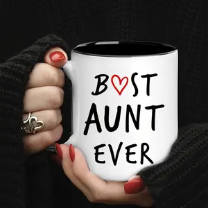 1pc, Ceramic Mug, Funny Coffee Mug -Best Aunt Mug Gift For Aunt From Niece Nephew Auntie Birthday Gift White Best Aunt Ever Coffee Mug Christmas Mothers Day Presents For Aunt Auntie Cup Gift