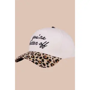 Embroidered You're Better Off Leopard Two-Tone Cap