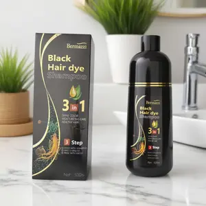 Black Hair Dye Shampoo for Gray Hair, Semi-Permanent Hair Color Shampoo for Women and Men, 3 in 1 Grey Coverage, Haircare