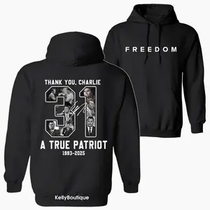 Thank You Charlie A True Patriot Legends Never Die Memorial Hoodie Wear Red On C K Birthday October 14th As National Da Hoodied Everyday Cotton Sweaters