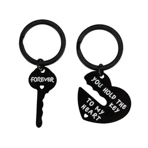 Cute Heart Fabric Keychain Set - Elegant, Engraved Matching, Gender-Neutral, Everyday Carry Keychains, Perfect Gift for Couples, Elegant Keychains