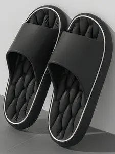 Eva Summer Bathroom Slippers for Men, Anti-Slip Quick-Dry Massage Footwear, Medium Width, Casual Style, Perfect for Home Use