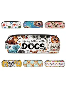 Single-layer puppy printed pencil case, suitable for boys and girls, an ideal gift choice. Designed in a 2D flat cartoon style, it is practical school supplies and a specially crafted pencil bag for children.
