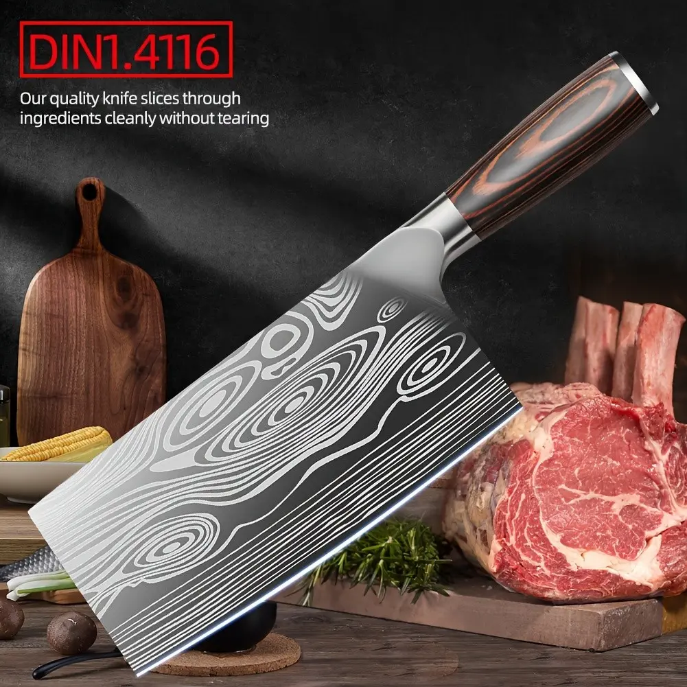 Kitchen Knife, Vegetable Meat Cleaver Knife 7.5 Inch - Professional Chinese Cleaver Knife Butcher Knives Kitchen Chef Knives - High-Carbon Stainless Steel - Ergonomic Pakkawood Handle - With Gift Box