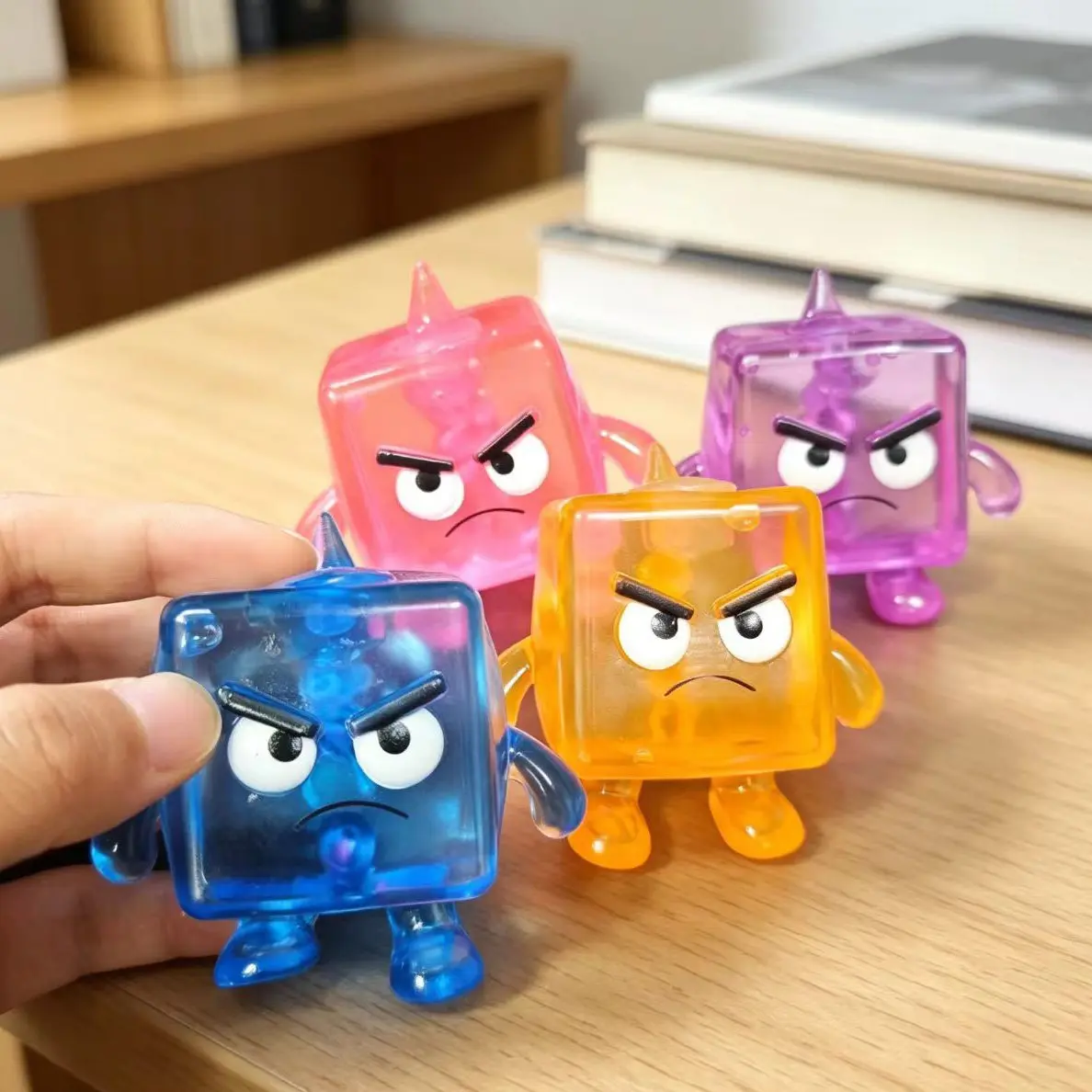 Cube Monster Squishy Fidget Toy, Cute Soft Squeeze Cube Monster Doll, Cartoon Monster Stress Relief Squeeze Model for Halloween Decor & Party Gifts