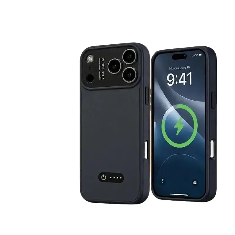 Digital Built-in Power Bank Mobile Phone Case - Thin, Liquid Silicone Coated, Lightweight, Shock-Resistant, Smooth Elastic Touch Protective Case for Mobile Phones