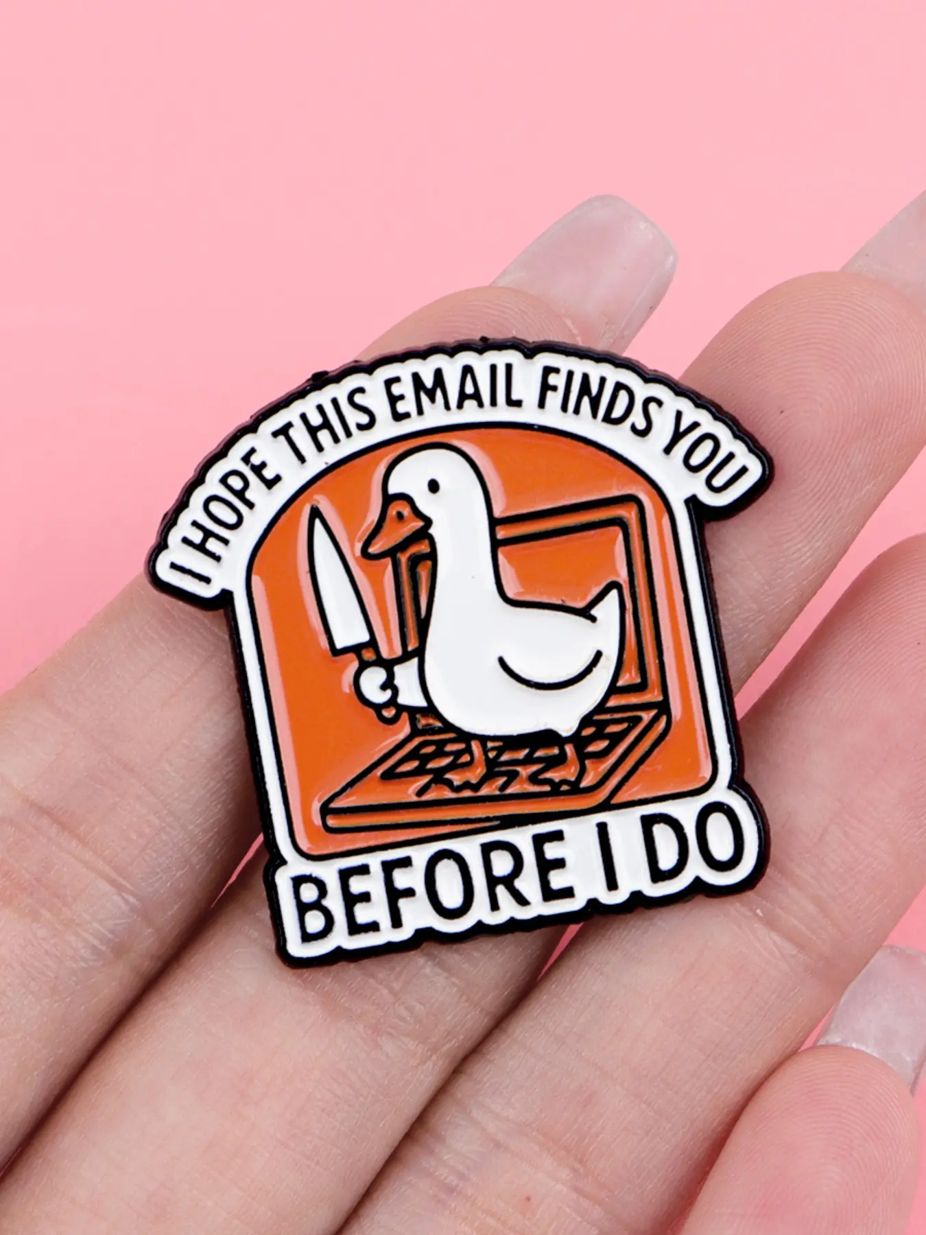 Funny Quote Goose Enamel Brooch Clip, Cartoon Animal Design Zinc Alloy Badge, Elegant Women's Clothing Accessory, Fashion Accessory, Holiday Gift, Alloy Brooch Pin