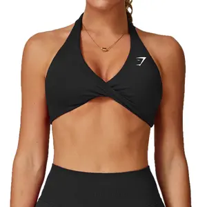 Gymshark Breathable Halter Backless Yoga Bra, Women's Stretch Fitted Top for Outdoor & Fitness
