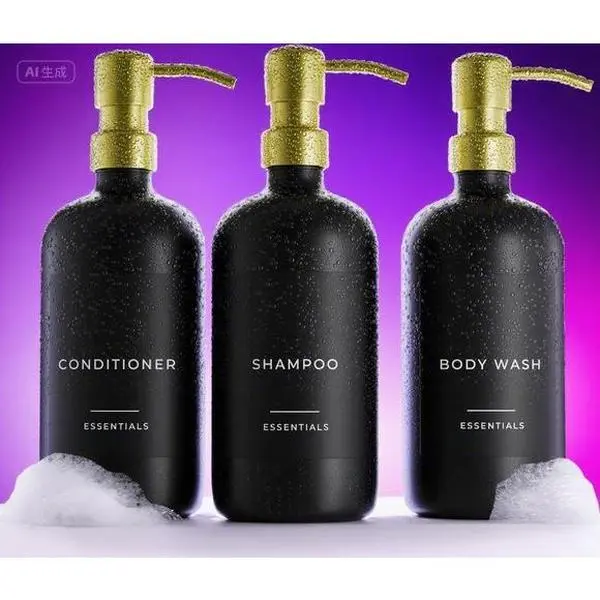 Minimalist 21oz 3-Piece Bathroom Dispenser Set - Decorative Easy-Refill Shower Soap Pump Bottles, Waterproof Labels, Durable Design for Shower Organization, Ideal Bathroom Upgrade Gift