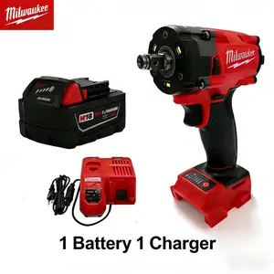 Milwaukee M18 FUEL 3/8" Compact Impact Wrench with Friction Ring - one Charger, one Battery with Tool Only set Brushless Cordless Drill Lightweight High Torque Brushless Impact Gun for Professionals & DIY Enthusiasts screwdriver power