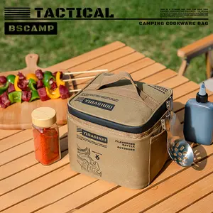 Portable Camping Seasoning Storage Bag Set, Outdoor Spice Organizer with Glass Jars & Squeeze Bottles, Large Capacity Travel Spice Kit for Picnic, BBQ, Hiking, RV