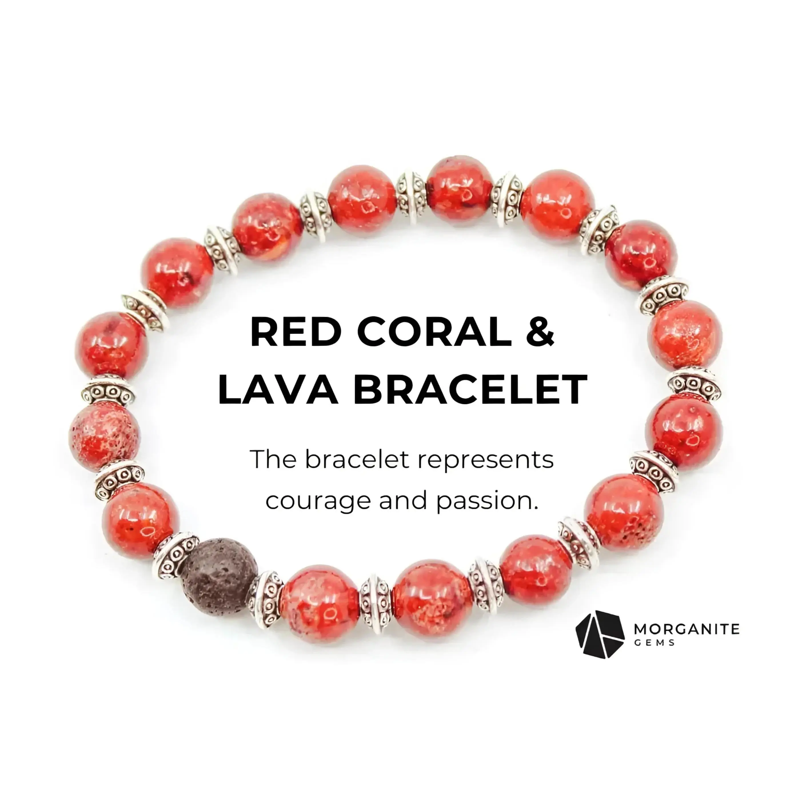 Red Coral and Lava Bracelet