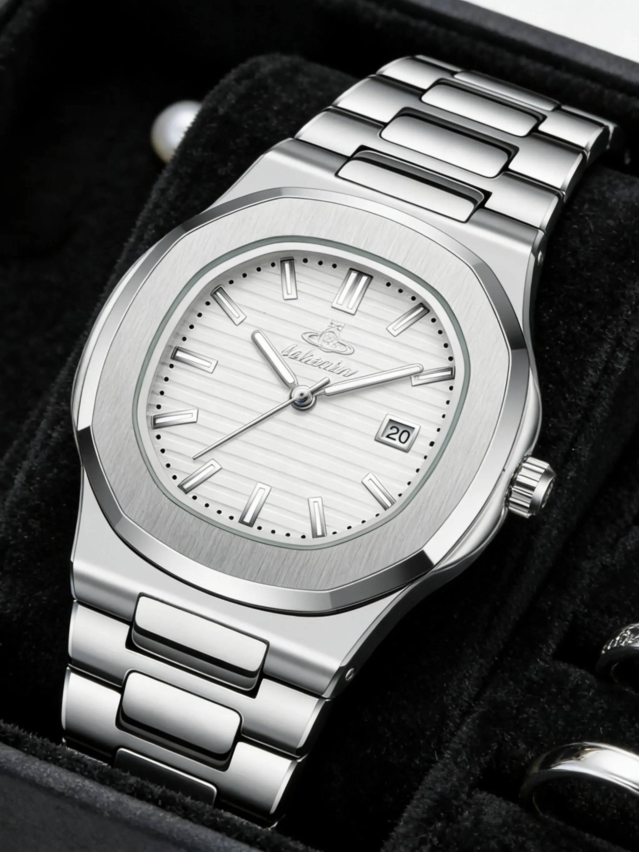Men's Quartz Watch Silver Color Zinc Alloy Date Display Luxury Gift Elegant Wrist Accessory High-End Jewelry Quartz Analog Watch Quartz Wristwatch Analog Quartz Watches