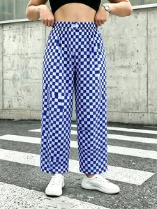 Plus Size Women's Fashion Plaid Printed Long Pants, Comfortable, Stylish and Casual Trousers for Everyday Wear, Trendy Plus Size Womenswear Fashion