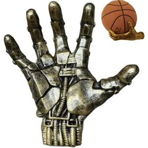 Mechanical Handheld Wall-Mounted Basketball Hoop, Punk Style Garage Ball Storage Rack, Resin Hand-Shaped Basketball Holder Gift for Men
