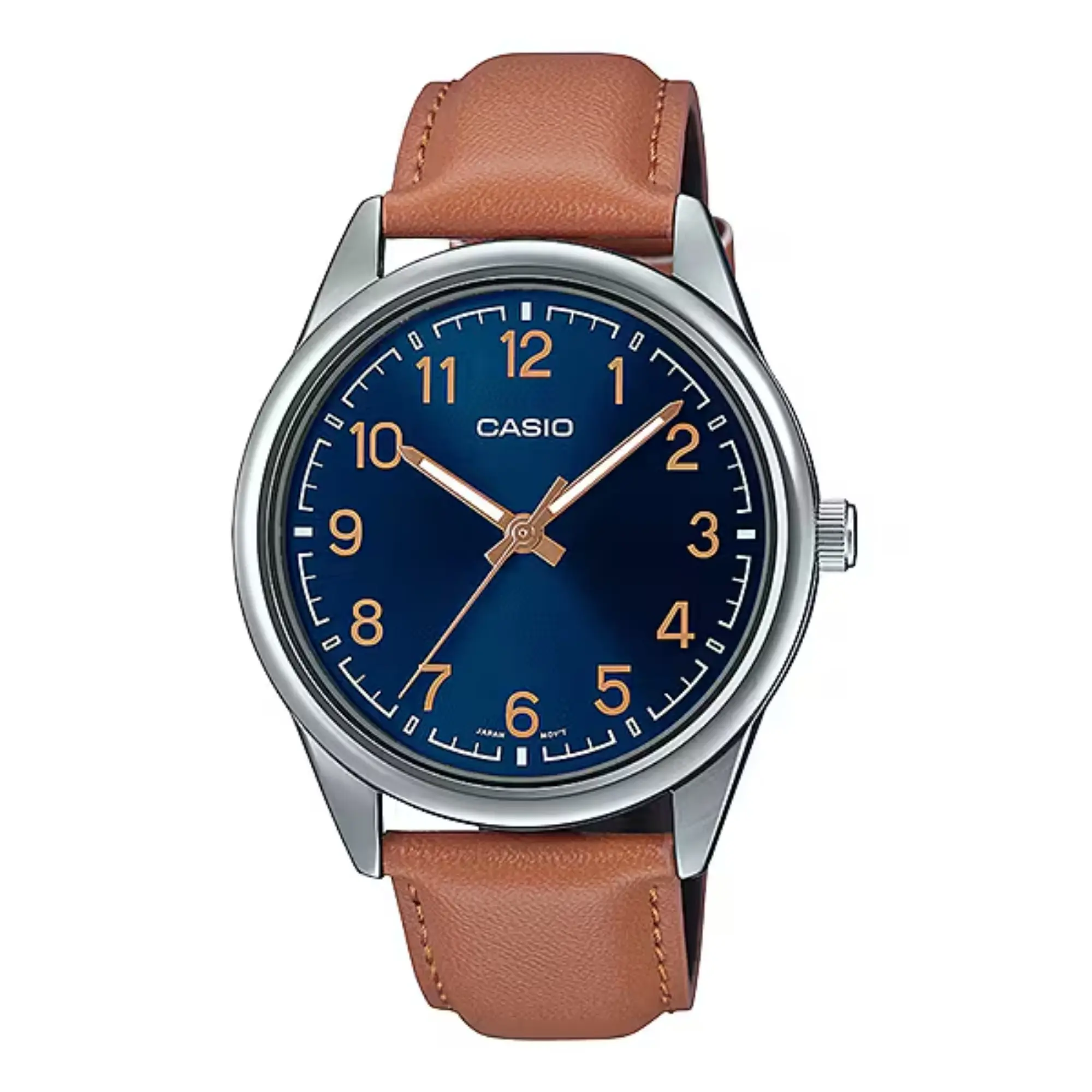 Casio Men’s Analog Watch with Blue Dial and Leather Strap - MTP-V005L-2B4UDF