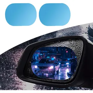 Pack of 2 Car Rear View Mirror Waterproof Film, Anti Fog Glare Rear View Mirror Sticker, HD Protective Clear Auto Parts, Rain Proof Film for Car Window, for Most Cars (Transparent # Oval)