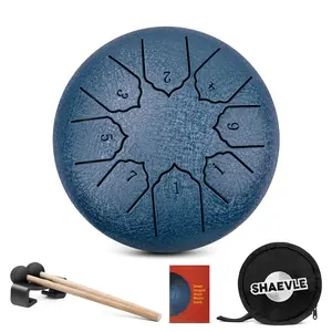 Steel Tongue Drum 6 Inches 8 Notes Calm Drums, C Key Rain Drum Portable Handpan Drums, Chakra Percussion Instrument with Mallets, Drum Bag, Music Book