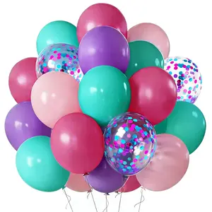 60pcs Pink Purple Blue Balloon Set Pastel Confetti Balloons for Princess Party Decor Kit