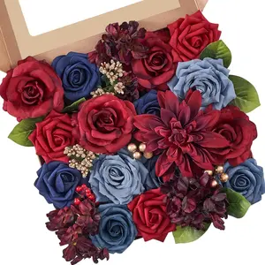 ASD 1Pack Teal & Burnt Orange Combo, Artificial Roses Flowers, Christmas New Year Party Games Activities Home Kitchen Supplies DIY Decor, Bouquets Centerpieces Arrangements For Wedding Engagement Party artificial flowers for outside artificial flowers