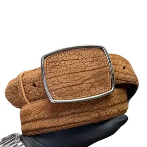 Cinto Miel Cuello De Toro For Caballero Brown Leather Belt with Unique Design and Metal Buckle for Men's Fashion Made in Mexico 100% Cuero