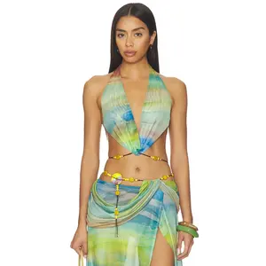 Jaded London Halter Neck Top With Beaded Straps in Multi