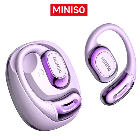 MINISO MS156 Multifunctional Open-Ear True Wireless Earbuds - Bluetooth 5.4 Bone Conduction, Waterproof, Noise Cancellation, Hands-Free TWS, Electronic Headset with Charge Station, Compatible with iPhone, Android, Game Consoles (Ideal for Motorcycle Use)