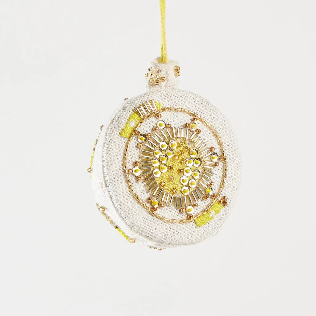 Beaded Vintage Bauble Ornament Gold