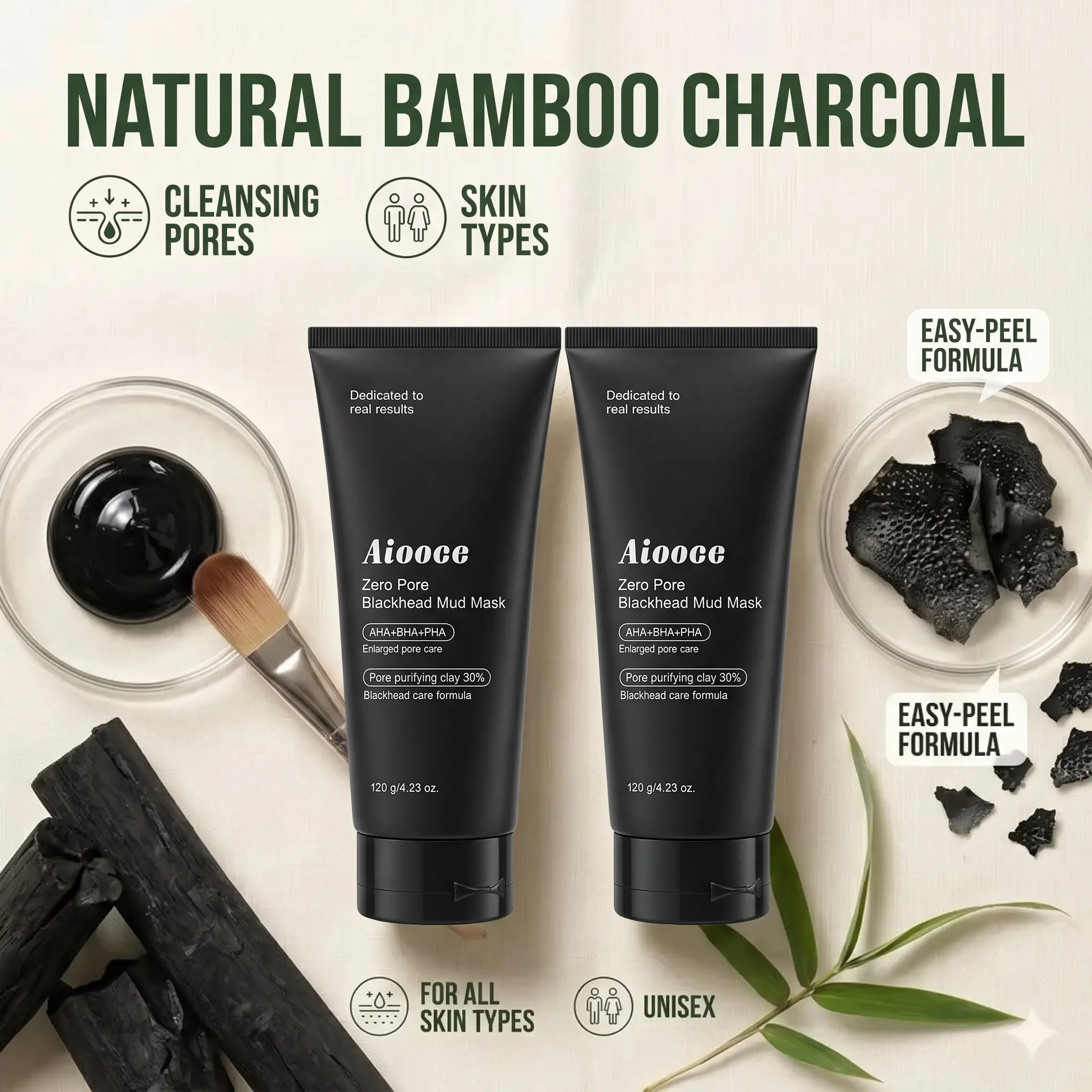 Blackhead Mud Mask, AHA BHA PHA Clay Mask for Deep Pore Cleansing, Kaolin Clay Facial Mask for Oil Control & Pore Care, Daily Skincare Routine for Smooth-Looking Skin