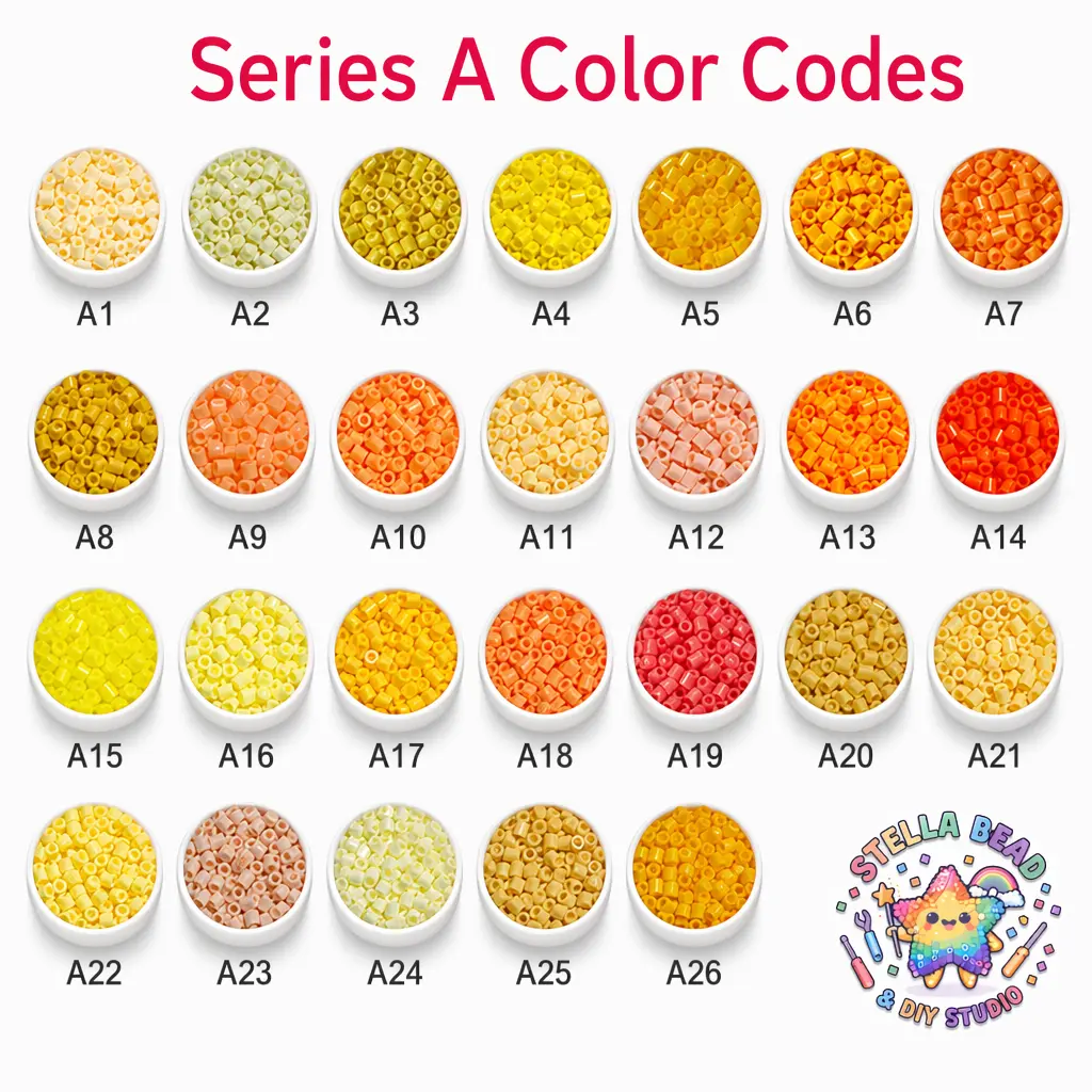 Stellabead 2.6mm Fuse Beads A Series Warm Autumn Colors Refill Pack - 1000/4000/10,000 Beads Per Color, 26 Color Options for DIY Crafts & Pixel Art Projects