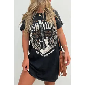 Graphic Round Neck Short Sleeve Tee Dress